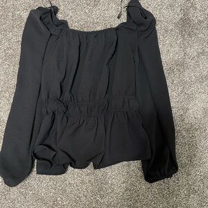 Nine West Black Blouse with Ruffle Details